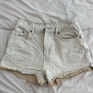 Stylish Cream Denim Women Shorts